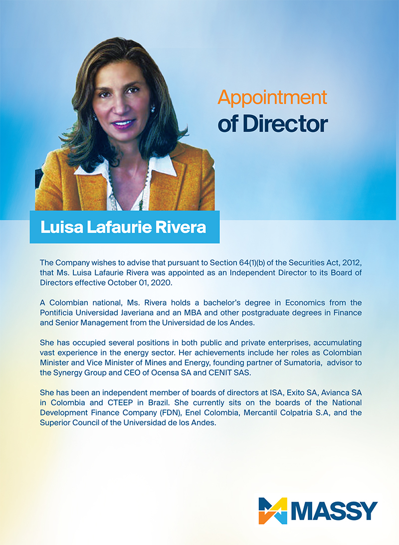 Appointment Of Director - Luisa Lafaurie Rivera